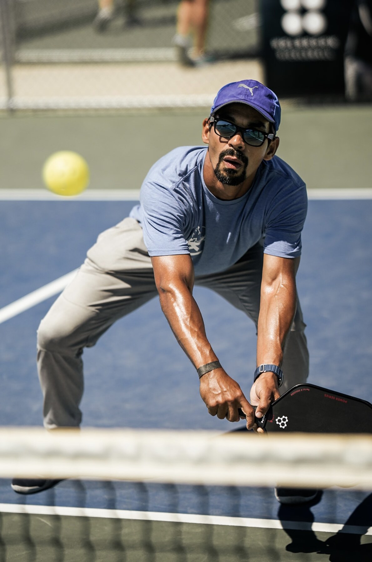Ivan Da Silva in ready position during a pickleball match